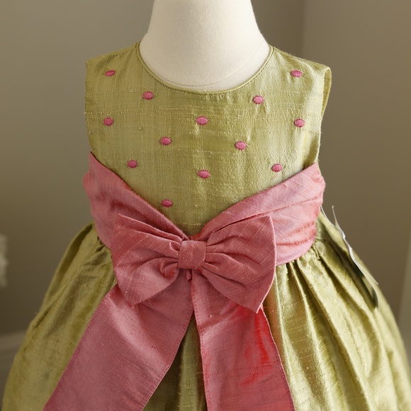 Girl's Dupioni Raw Silk Dress Size 2T Luli & Me Party Dress Special Occasion NWT - Picture 2 of 4